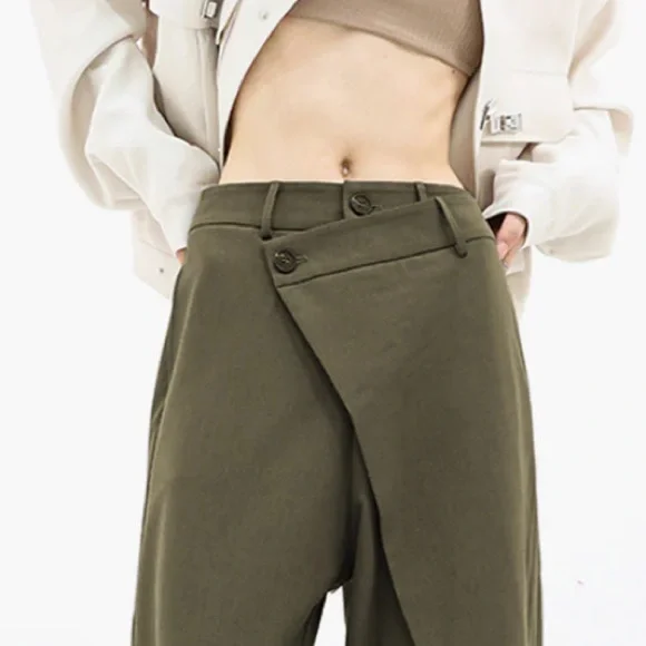 NWT asymmetrical layer button wide leg dress pants by Commense in size Small - Picture 5 of 10